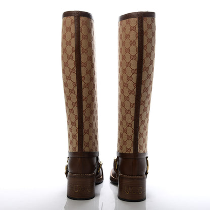 Gucci GG Monogram Calfskin Lola Tall Boots 38 Beige Ruggine Cuir 4 of 8