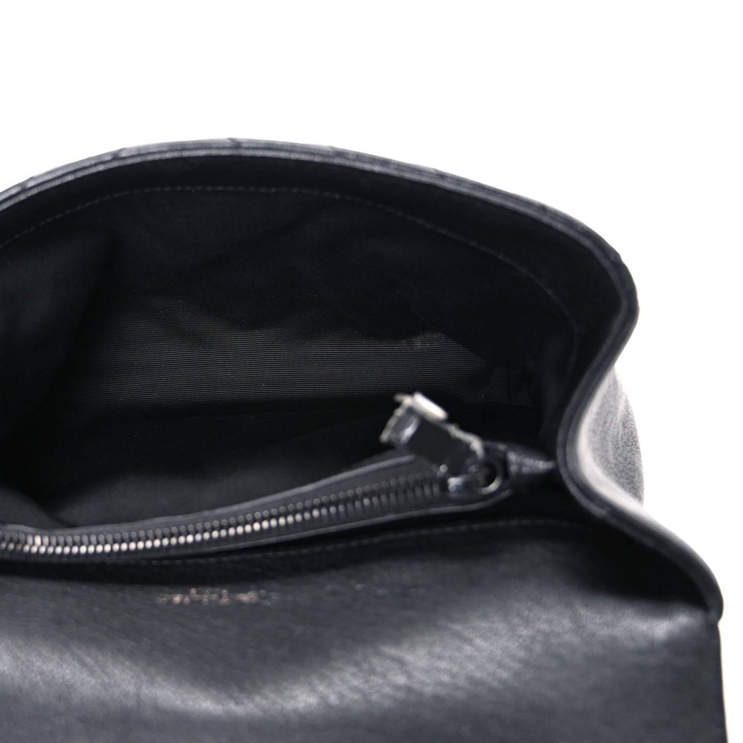 Sheepskin Matelasse Chevron Monogram Monochrome Medium College Bag Black