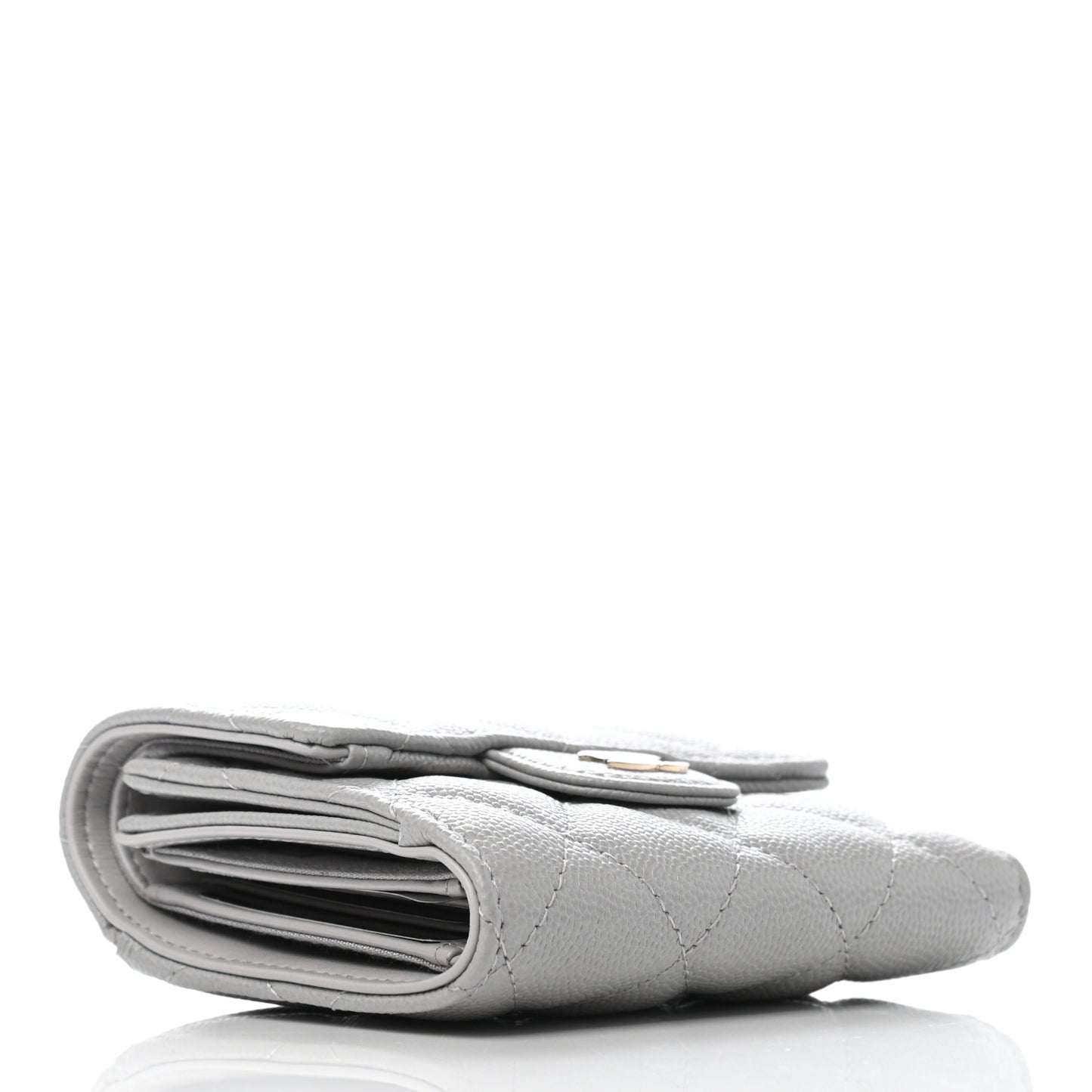 Caviar Quilted Small Flap Wallet Grey