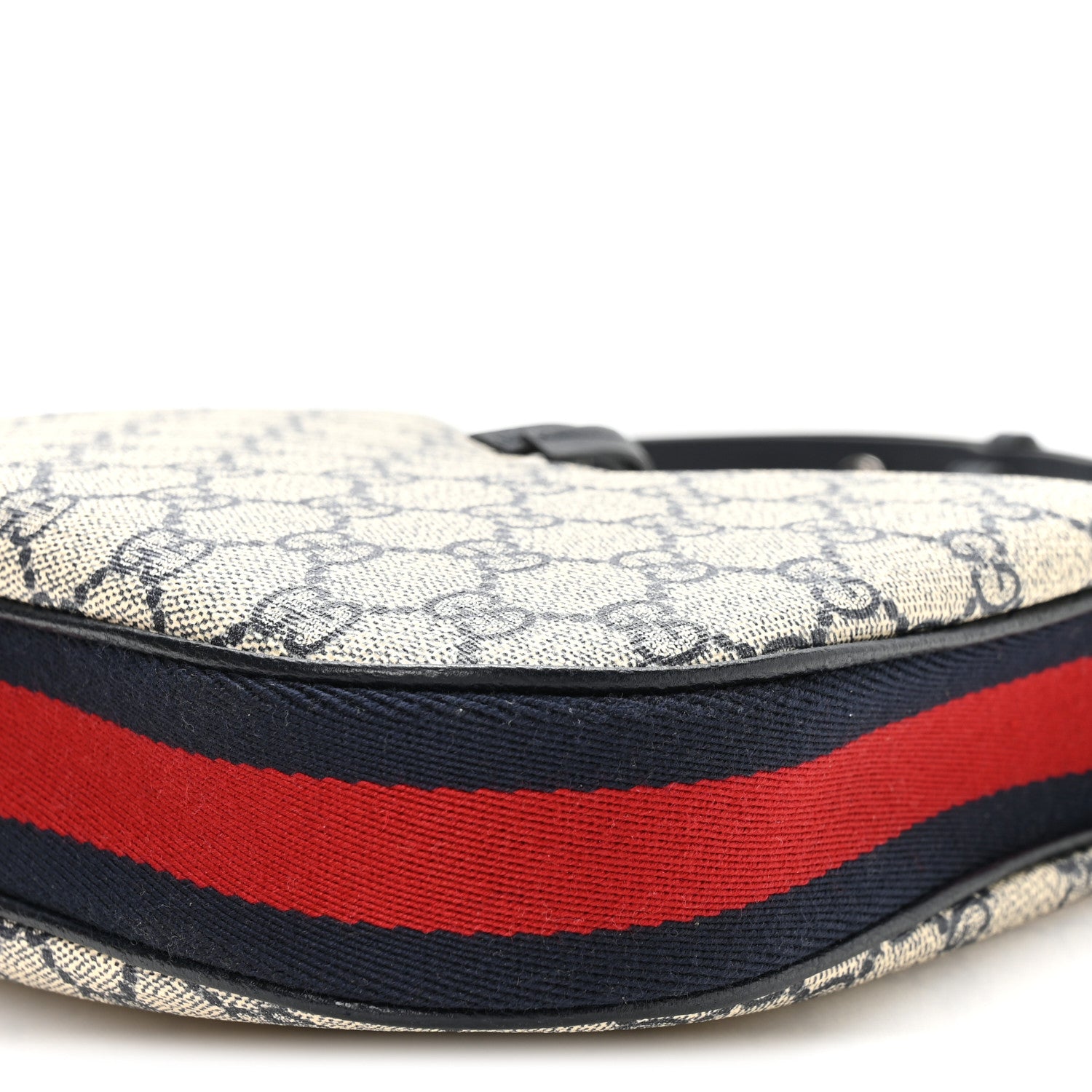 Gucci GG Supreme Monogram Textured Calfskin Web Small Attache Shoulder Bag Beige Blue 10 of 11