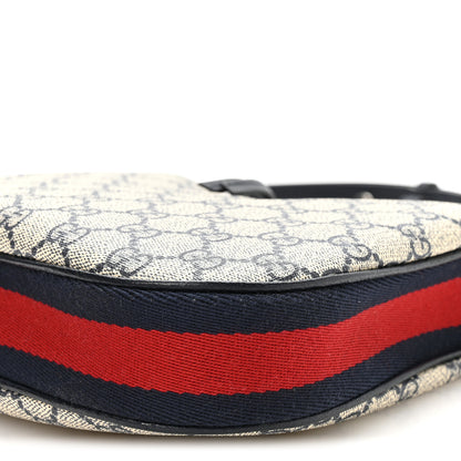 Gucci GG Supreme Monogram Textured Calfskin Web Small Attache Shoulder Bag Beige Blue 10 of 11