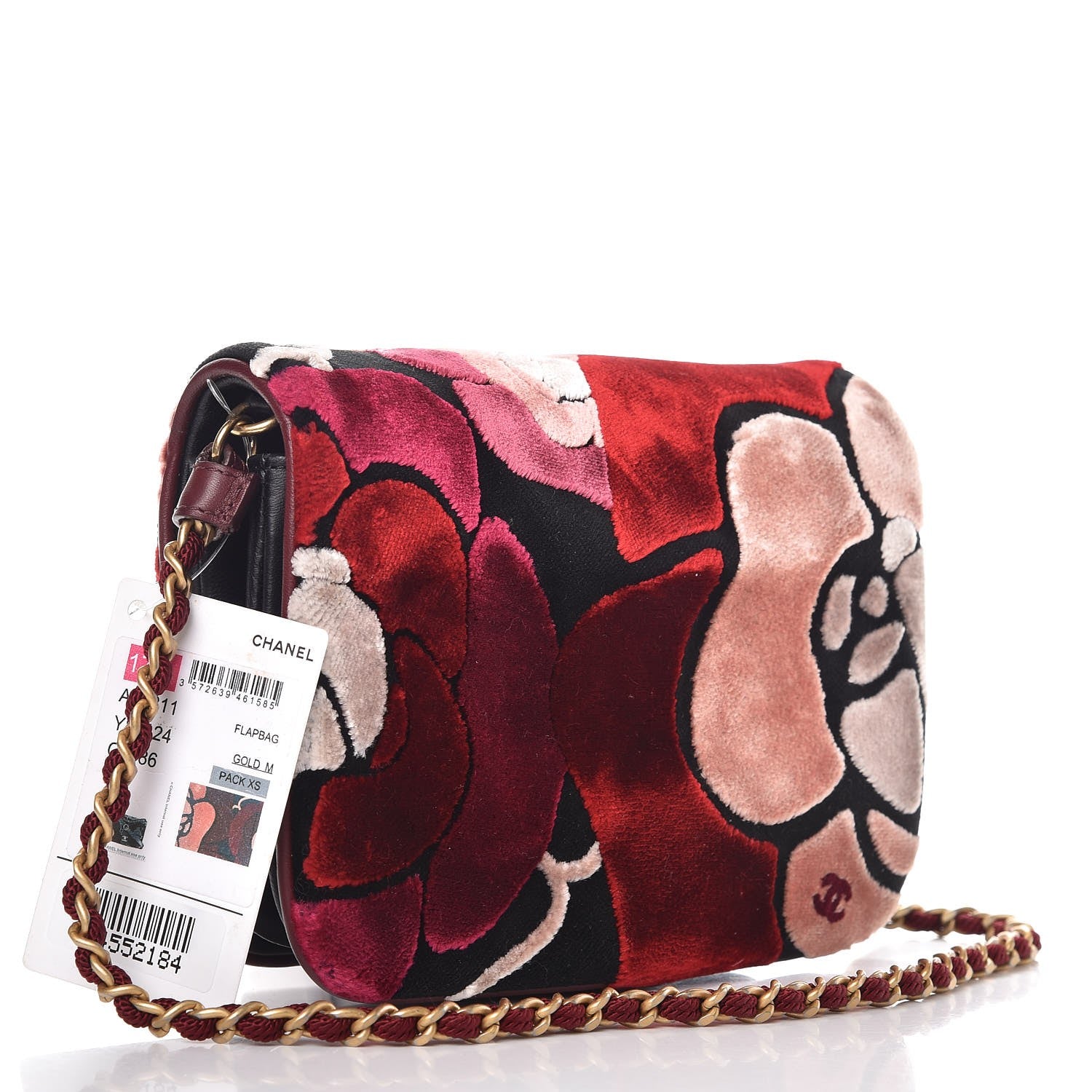 Chanel Velvet Lambskin Mini Camellia Flap Black Burgundy 3 of 8