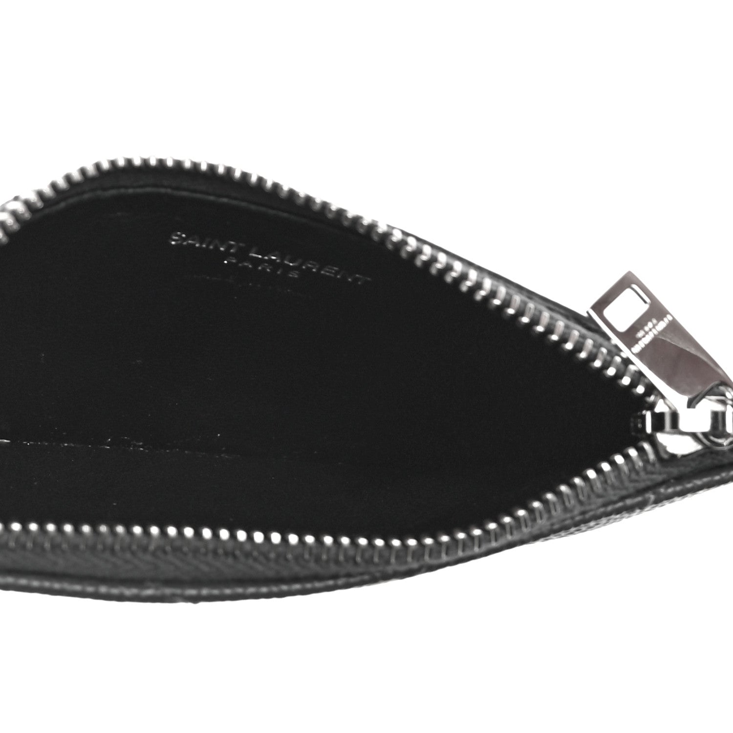 Saint Laurent Grain De Poudre Matelasse Chevron Monogram Fragments Zippered Card Case Fog 5 of 10