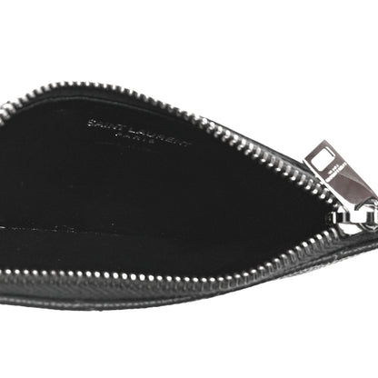 Saint Laurent Grain De Poudre Matelasse Chevron Monogram Fragments Zippered Card Case Fog 5 of 10