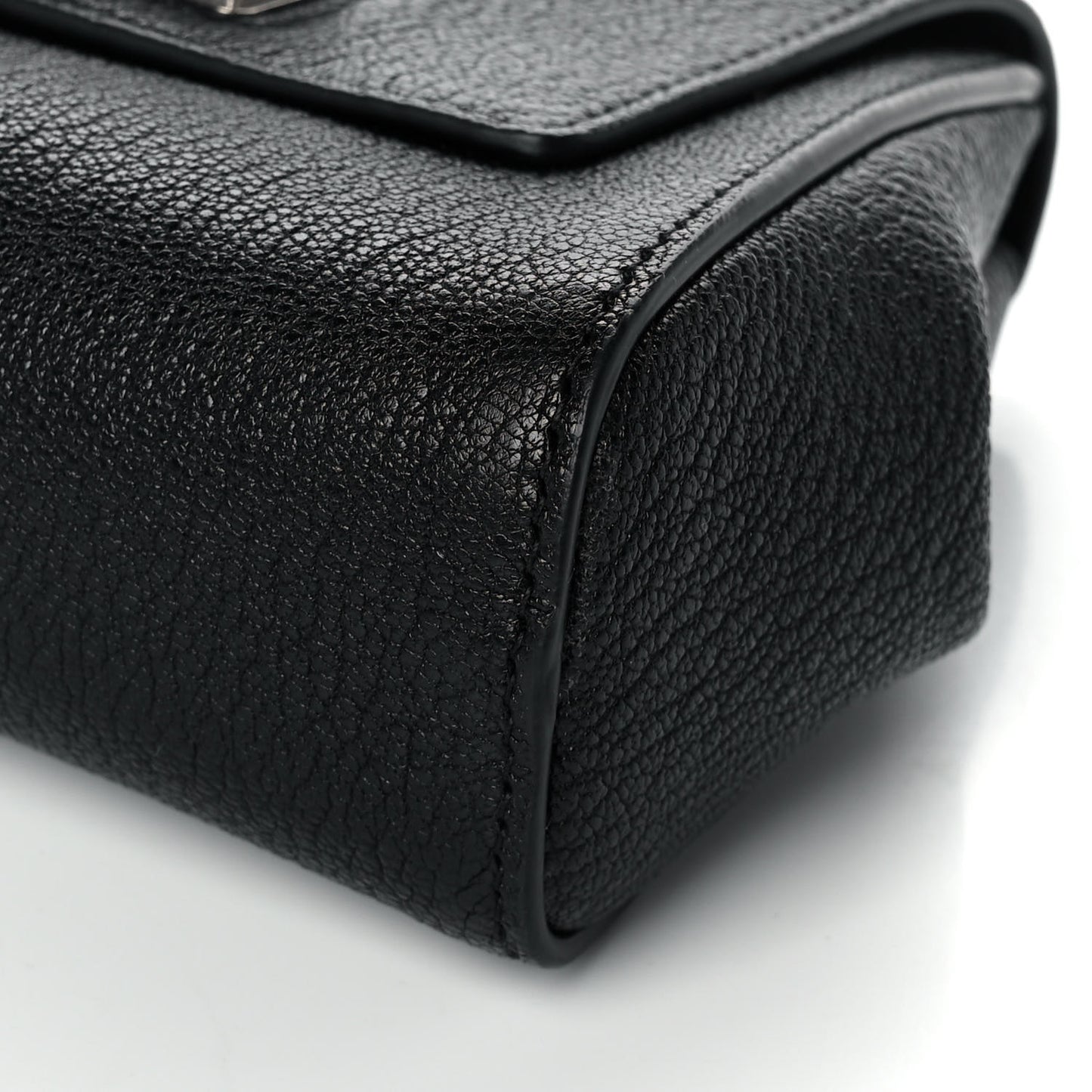 Grained Calfskin Geometric Belt Bag Black