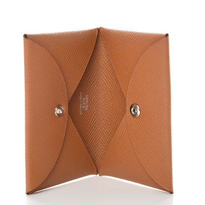 Hermes Epsom Calvi Card Case Gold 5 of 8
