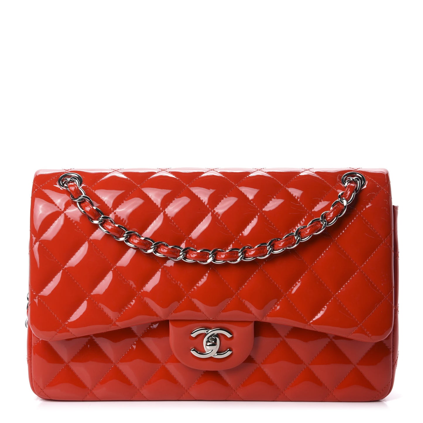 Patent Quilted Jumbo Double Flap Red