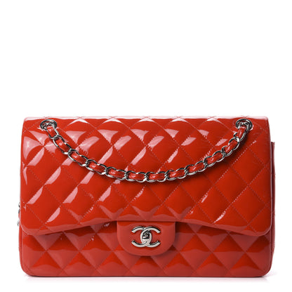 Chanel Patent Quilted Jumbo Double Flap Red 1 of 12