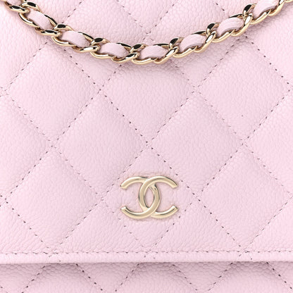 Chanel Caviar Quilted Tiny CC Wallet On Chain WOC Light Pink 8 of 11