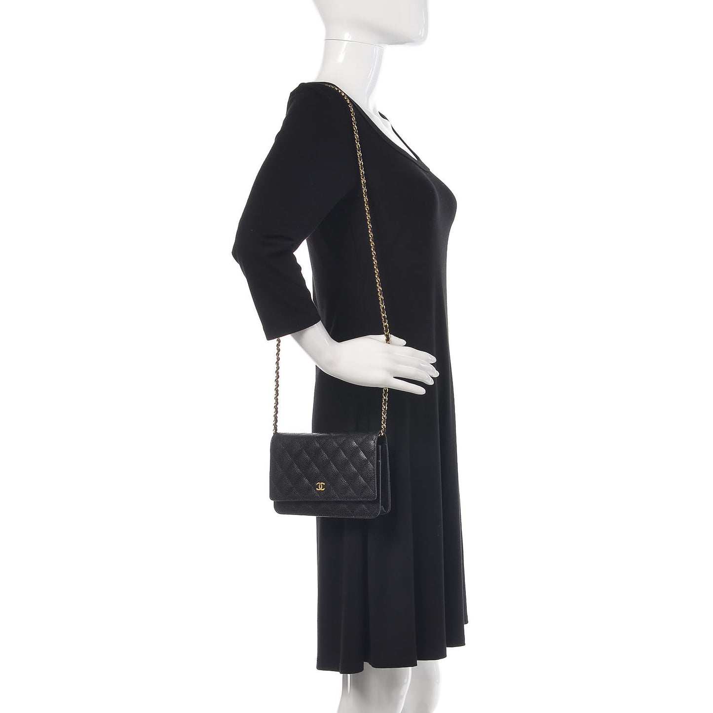 Caviar Quilted Wallet On Chain WOC Black