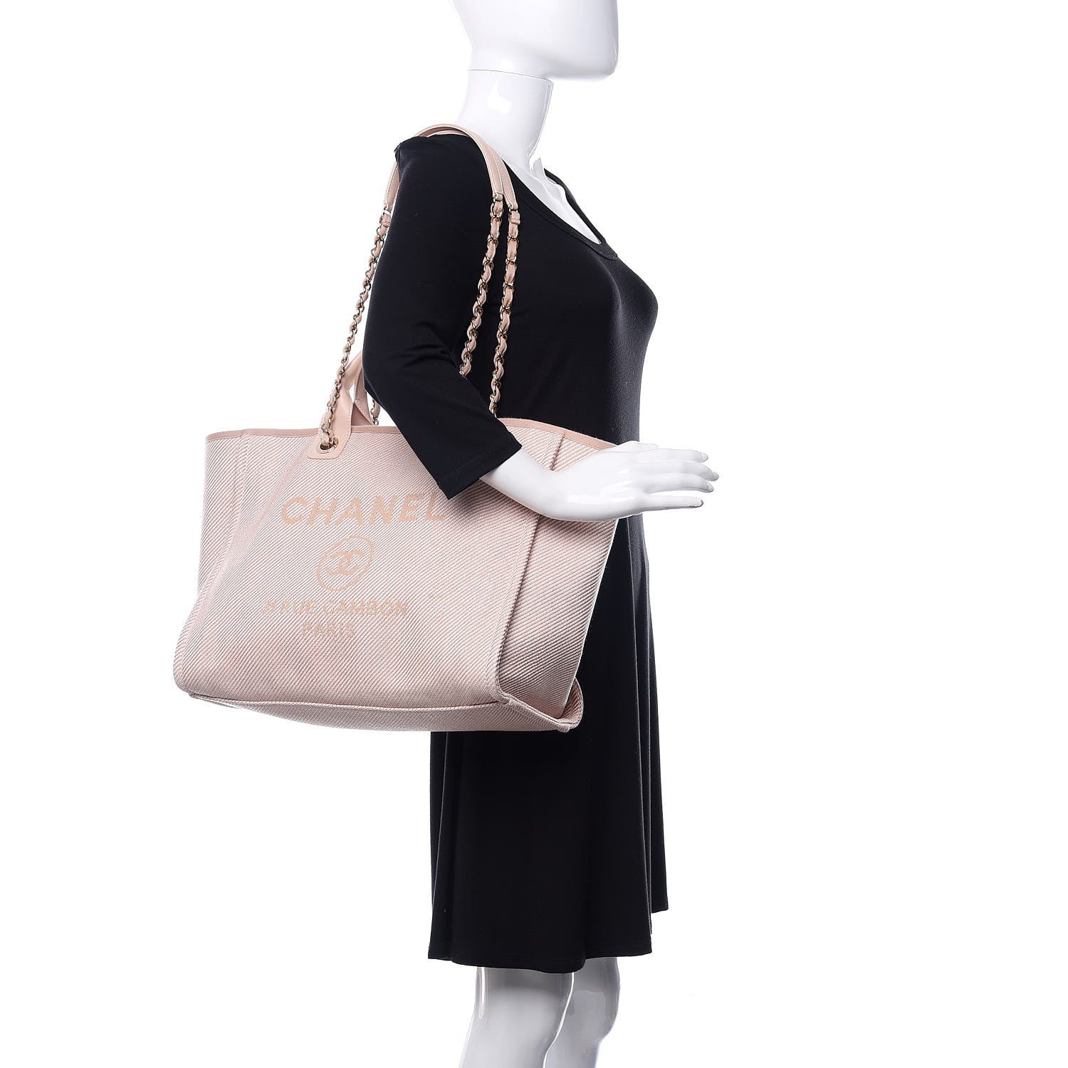 Chanel Mixed Fibers Calfskin Medium Deauville Tote Beige 2 of 11