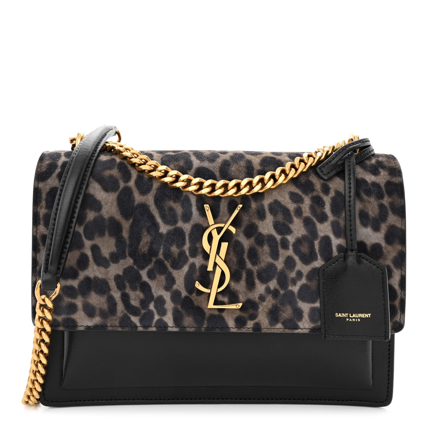 Saint Laurent Calfskin Suede Leopard Print Medium Monogram Sunset Black 1 of 10