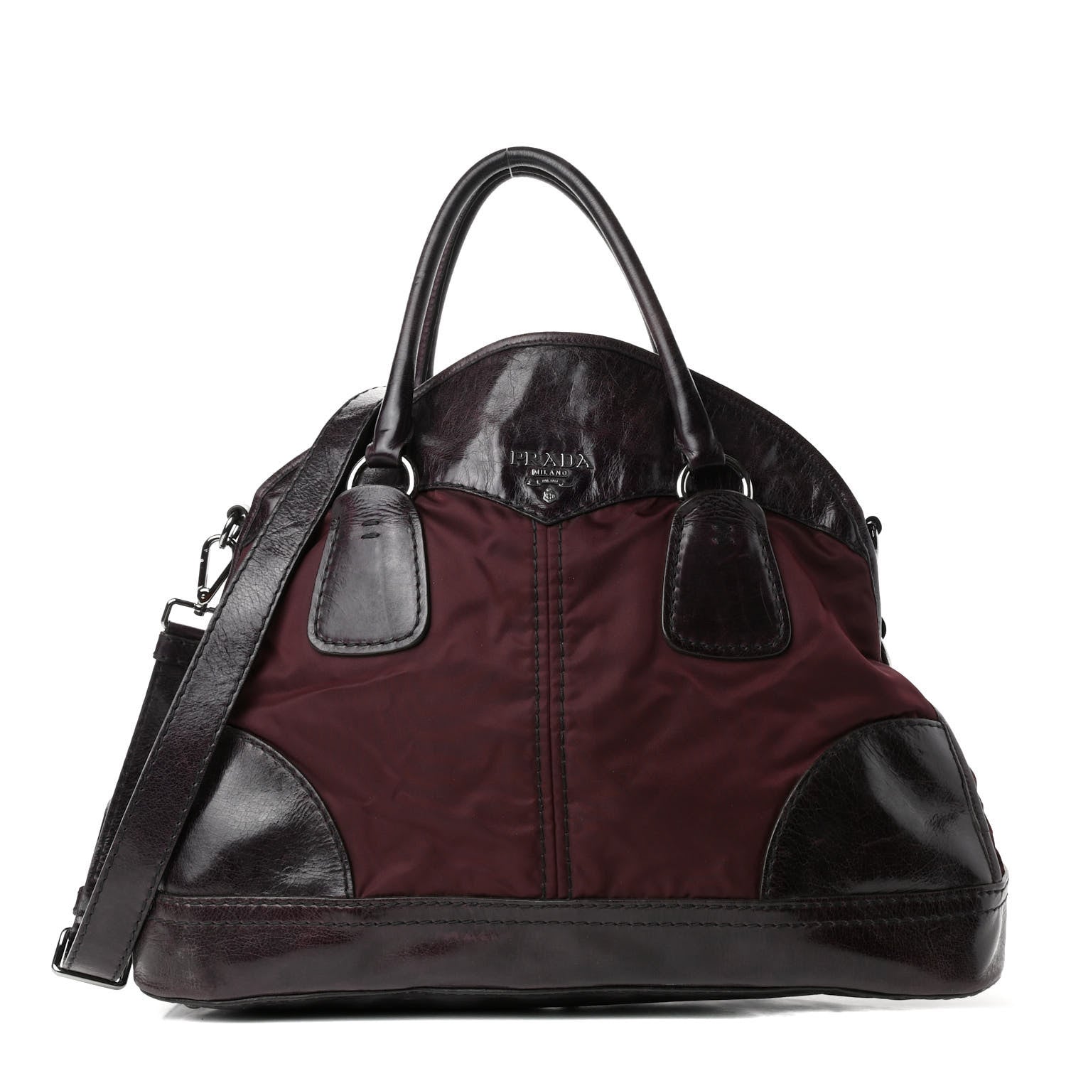 Prada Nylon Tessuto Vitello Shine Tote Granato 1 of 4