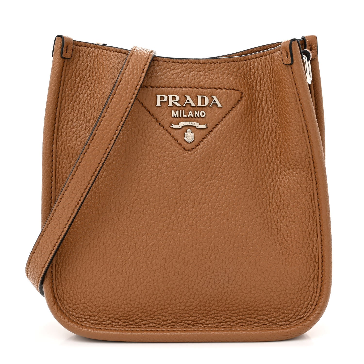 Prada Vitello Daino Soft Mini Hobo Messenger Bag Caramel 1 of 12