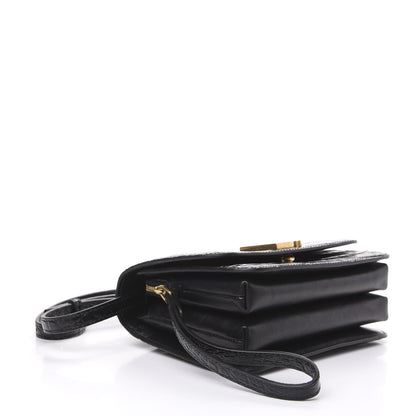 Balenciaga Shiny Calfskin Crocodile Embossed Small B Bag Black 3 of 8