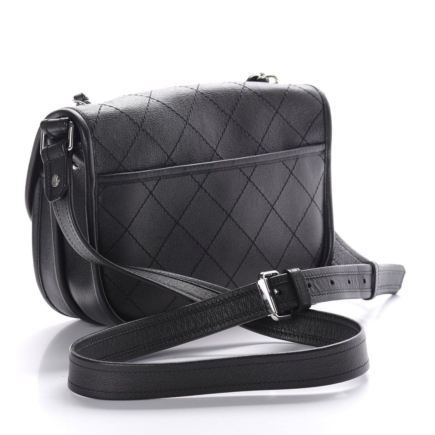 Calfskin Quilted Jungle Stroll Messenger Bag Black