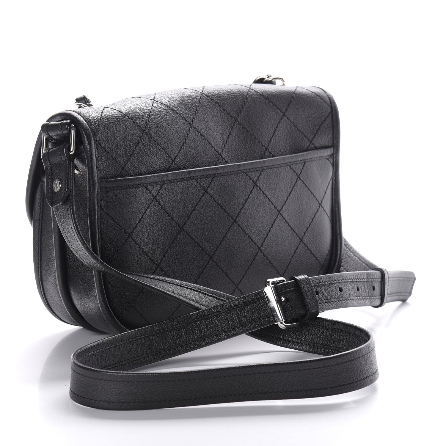 Chanel Calfskin Quilted Jungle Stroll Messenger Bag Black 3 of 9
