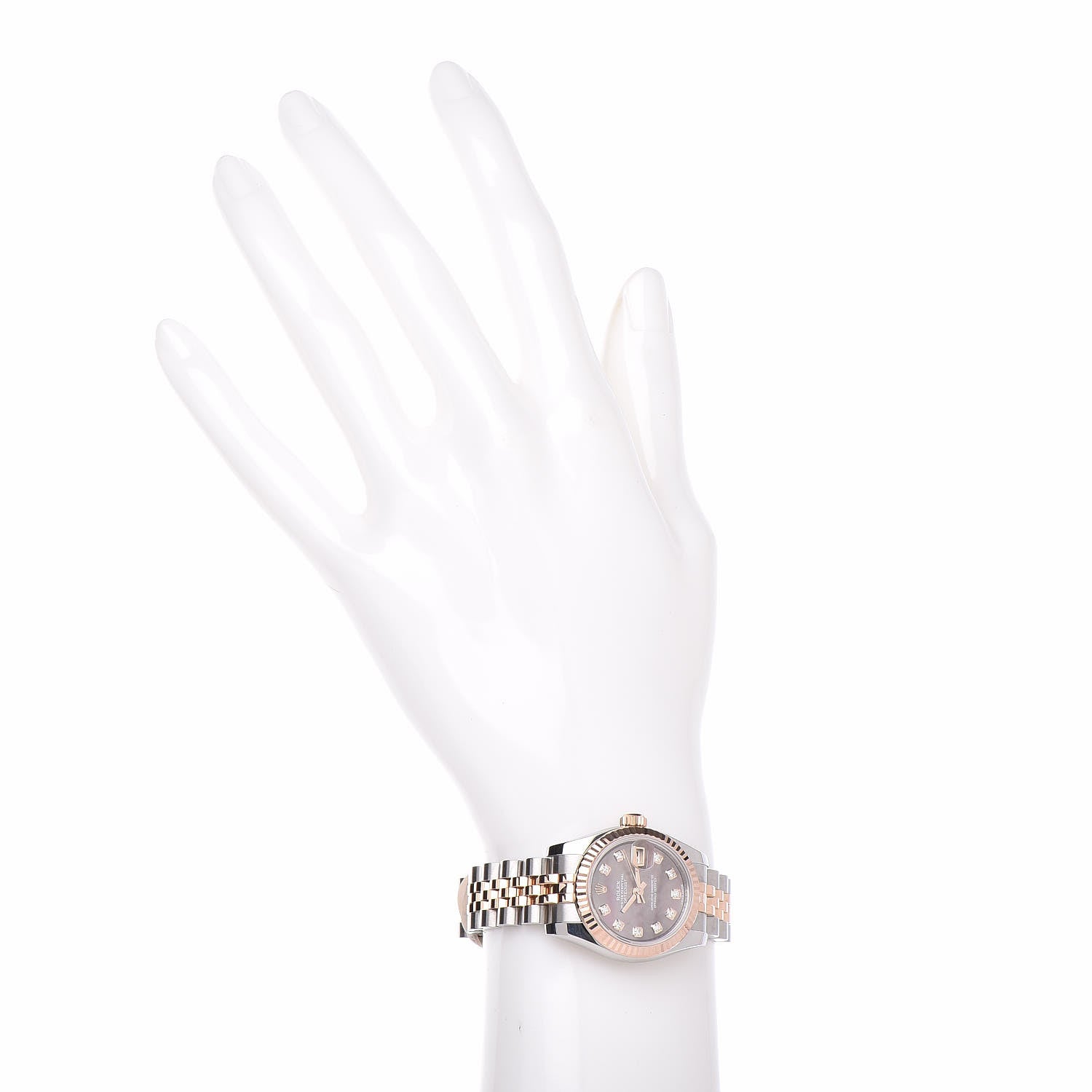 Rolex Stainless Steel 18K Everose Gold Black Mother of Pearl Diamond 26mm Oyster Perpetual Datejust Watch 2 of 8