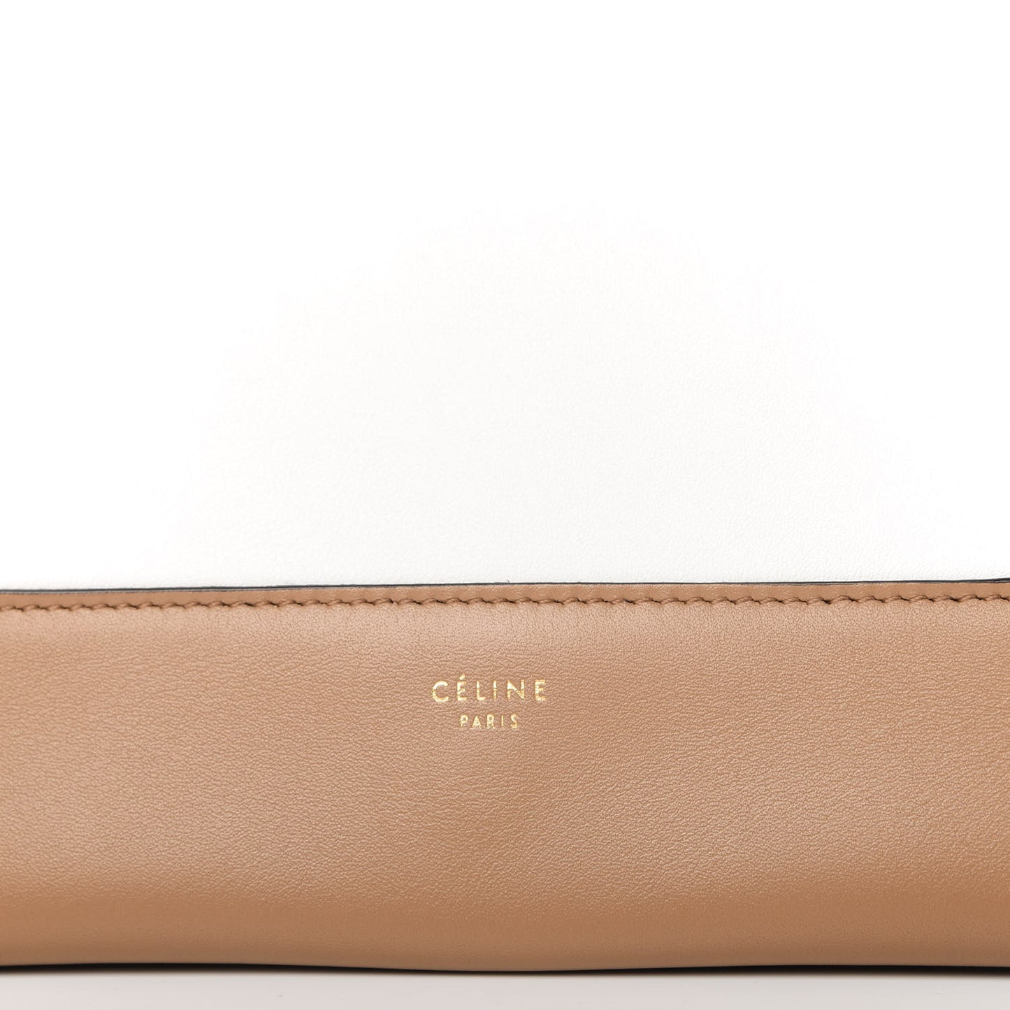 Shiny Smooth Calfskin Medium Frame Shoulder Bag Tan Optic White