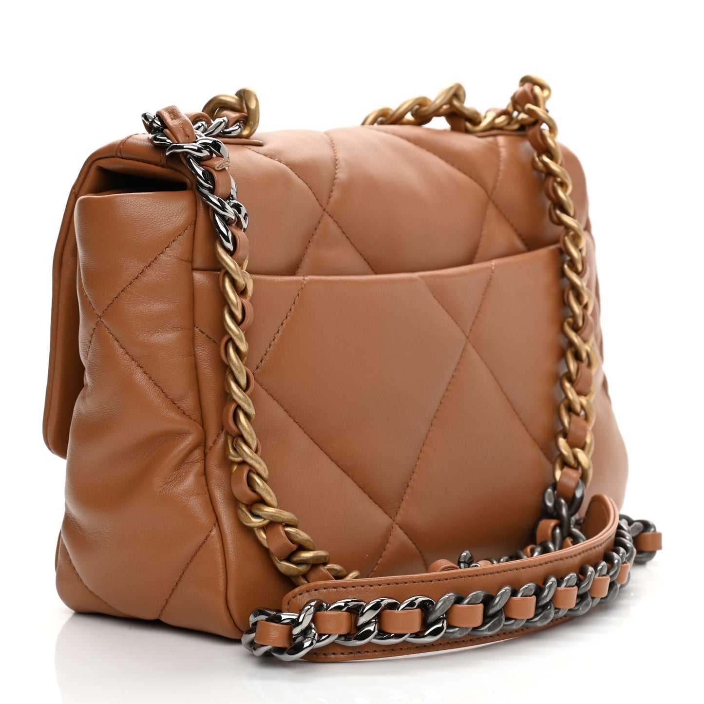 Lambskin Quilted Medium Chanel 19 Flap Brown