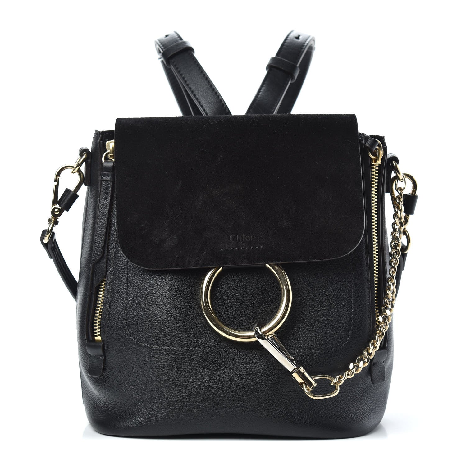 Chloe Suede Calfskin Small Faye Backpack Black 1 of 10