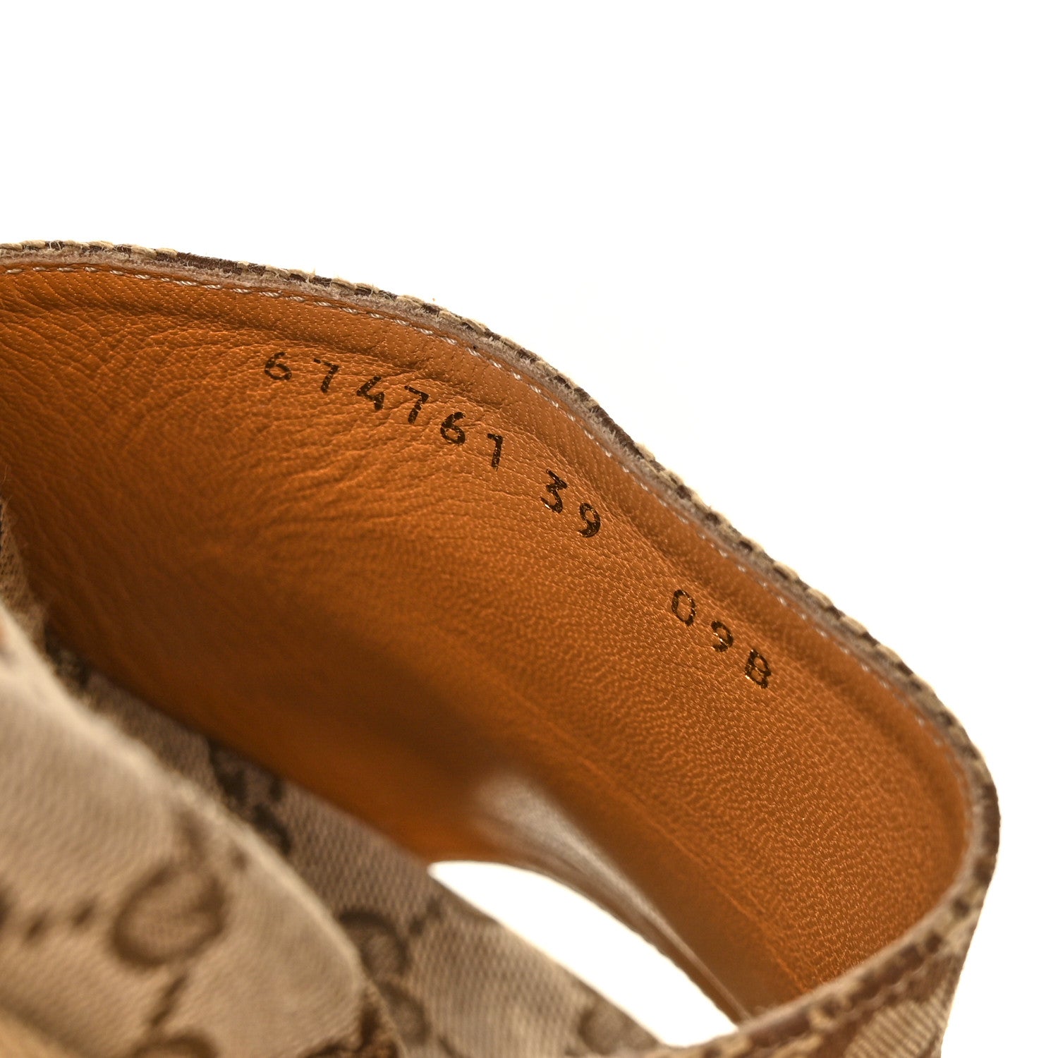 Gucci Monogram Jumbo GG Platform Slide Wedge Sandals 39 Camel Ebony 5 of 9