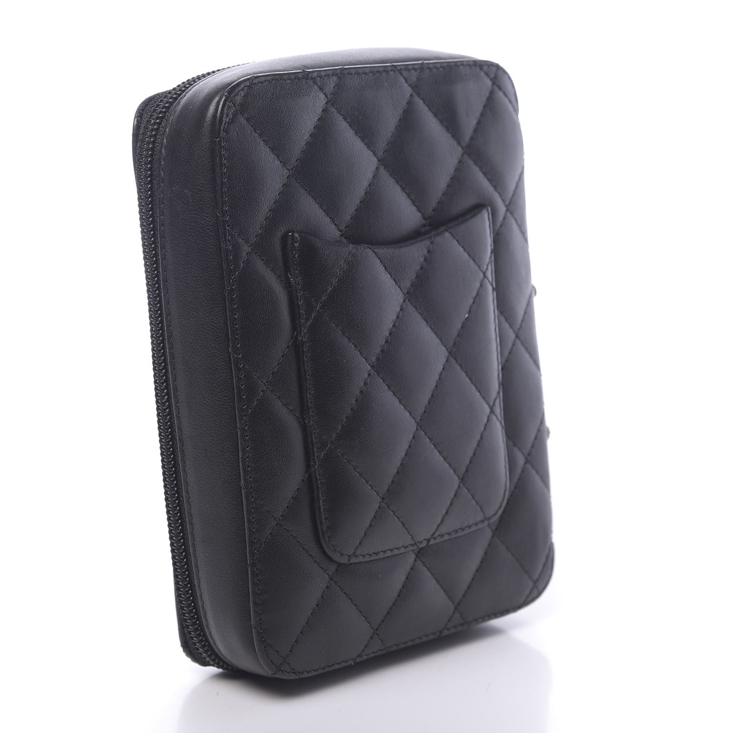 Chanel Calfskin Quilted Cambon Zip Around Cosmetic Pouch Black 3 of 9