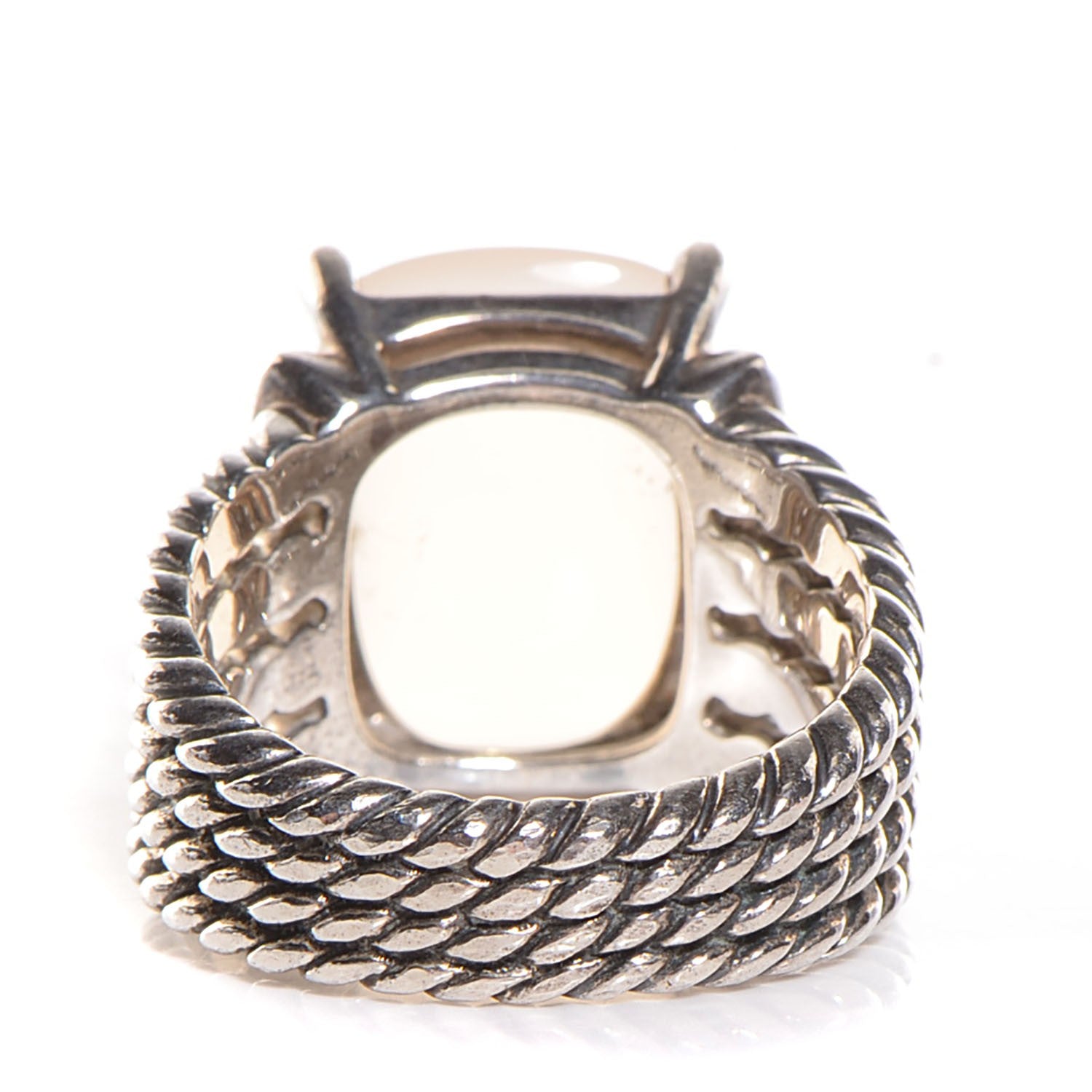 David Yurman Sterling Silver Diamond Chalcedony 16mm Wheaton Ring 56 7.5 3 of 5