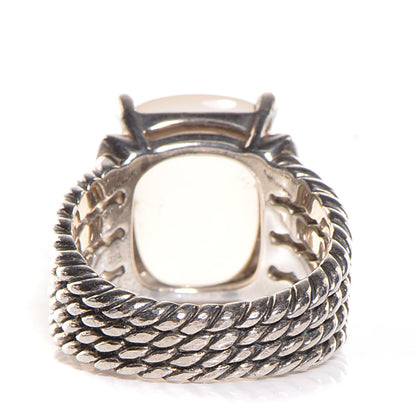 David Yurman Sterling Silver Diamond Chalcedony 16mm Wheaton Ring 56 7.5 3 of 5