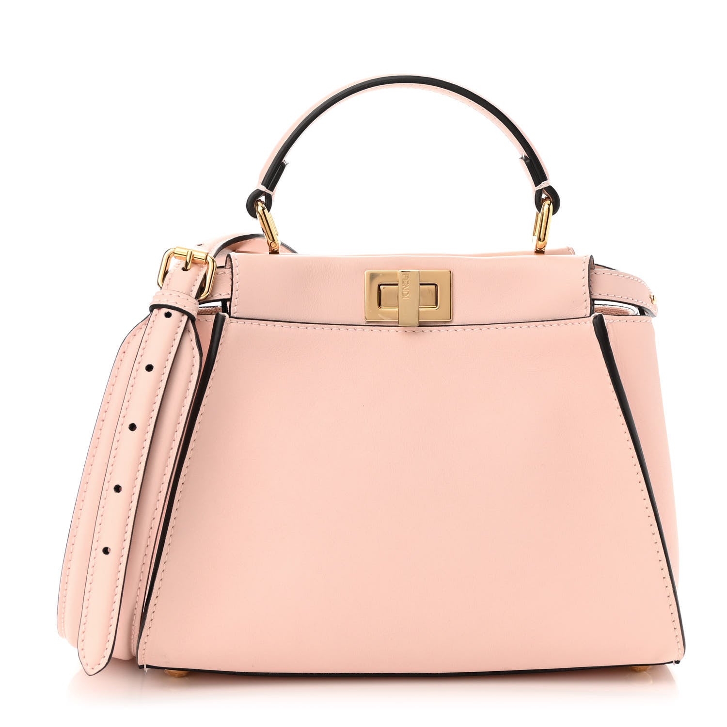 Fendi Vitello Seta Canvas FF Embroidered Mini Peekaboo Iconic Satchel Rosa Confetto 1 of 10