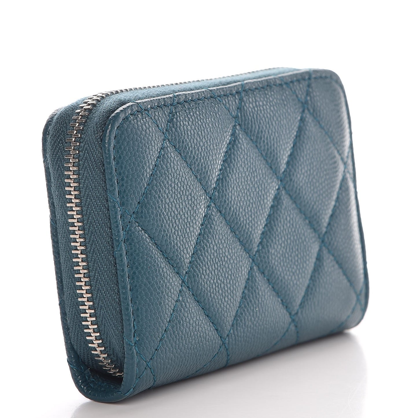 Caviar Quilted Zip Coin Purse Dark Green