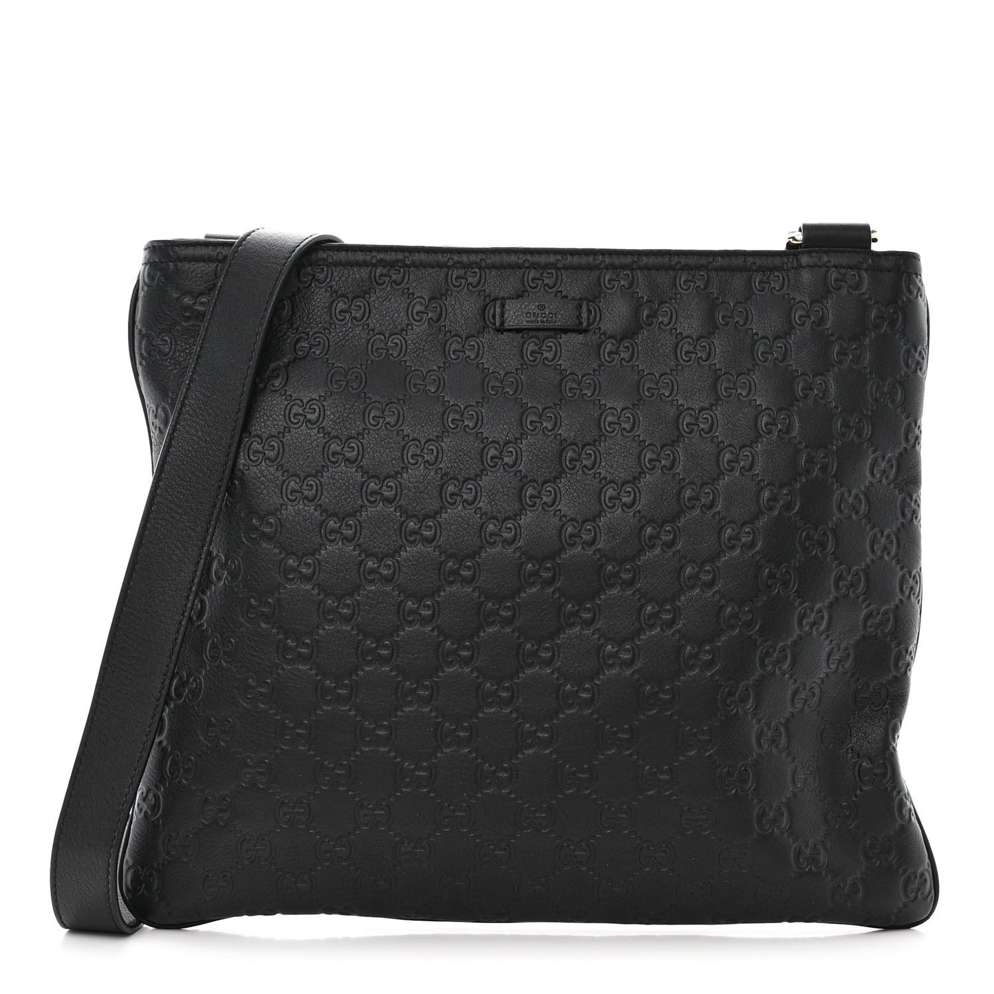Guccissima Medium Flat Messenger Bag Black
