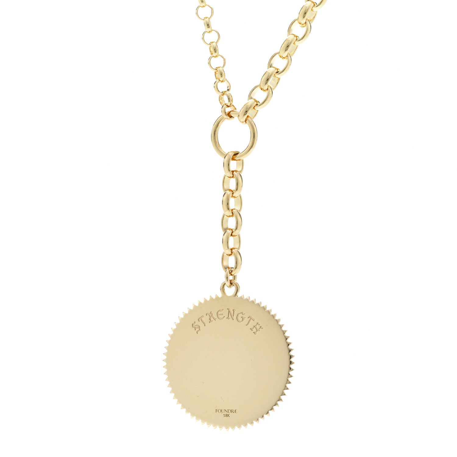 Foundrae 18K Yellow Gold Large Strength Medallion Heavy Mixed Belcher Extension Chain Necklace 4 of 6