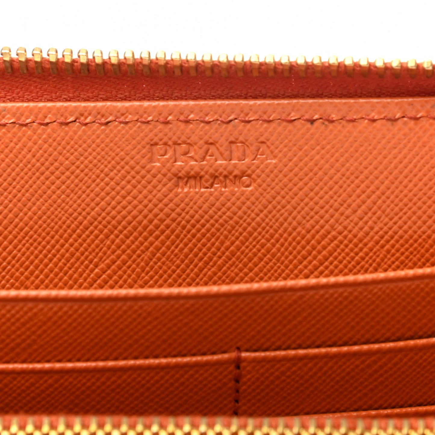 Saffiano Metal Zip Around Wallet Papaya