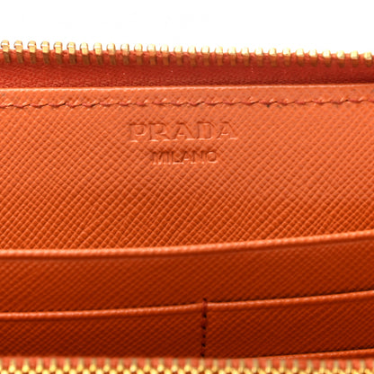 Prada Saffiano Metal Zip Around Wallet Papaya 6 of 7