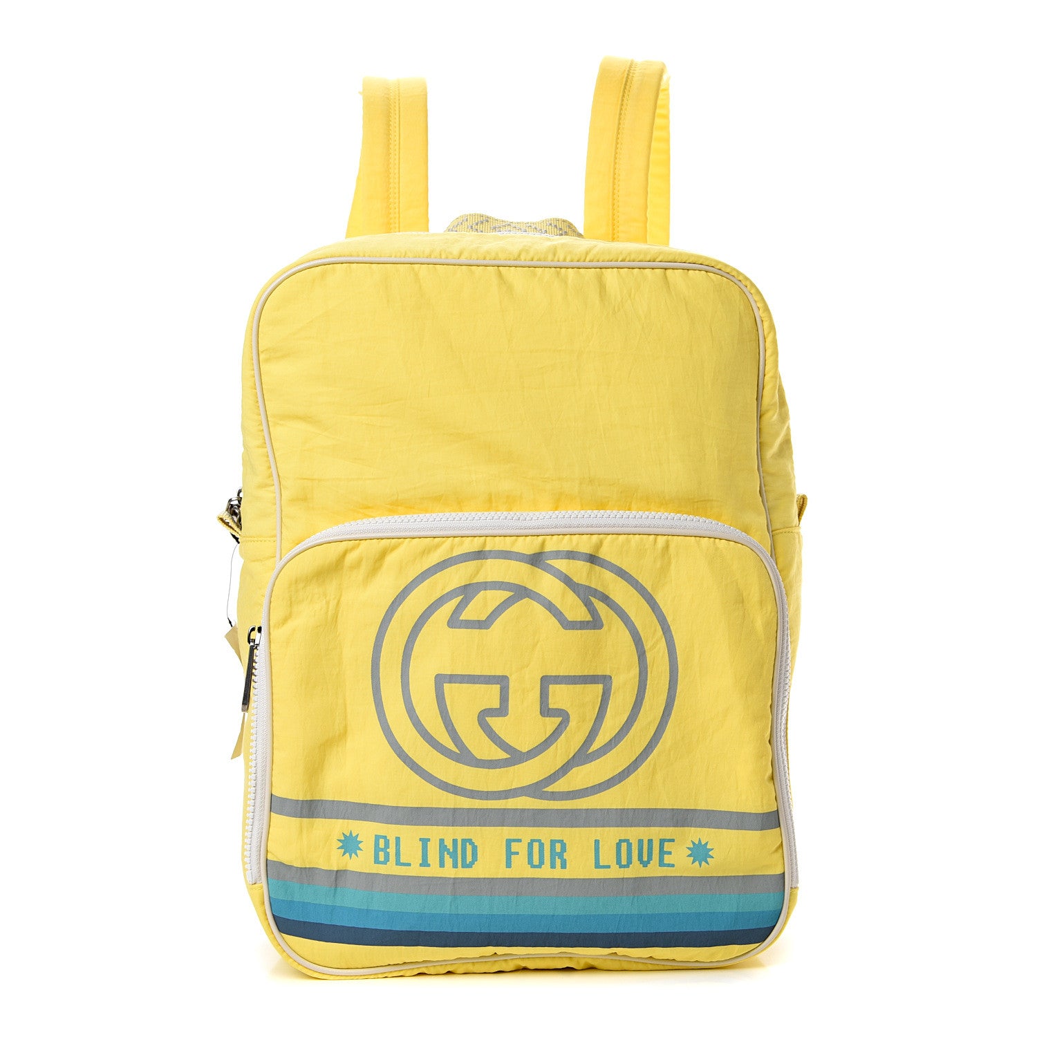 Gucci Nylon Twill Blind For Love Interlocking G Backpack Pastel Yellow Multicolor 1 of 9