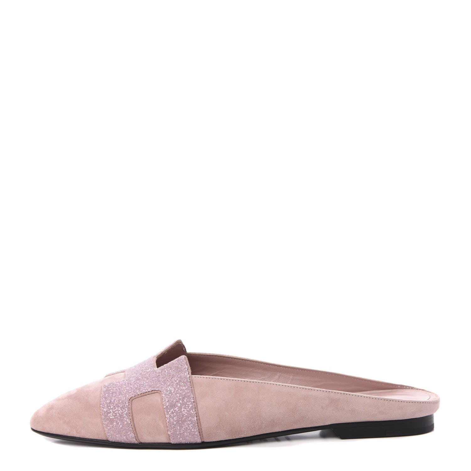 Hermes Suede Goatskin Crystal Roxane Mules 37.5 Rose 1 of 11