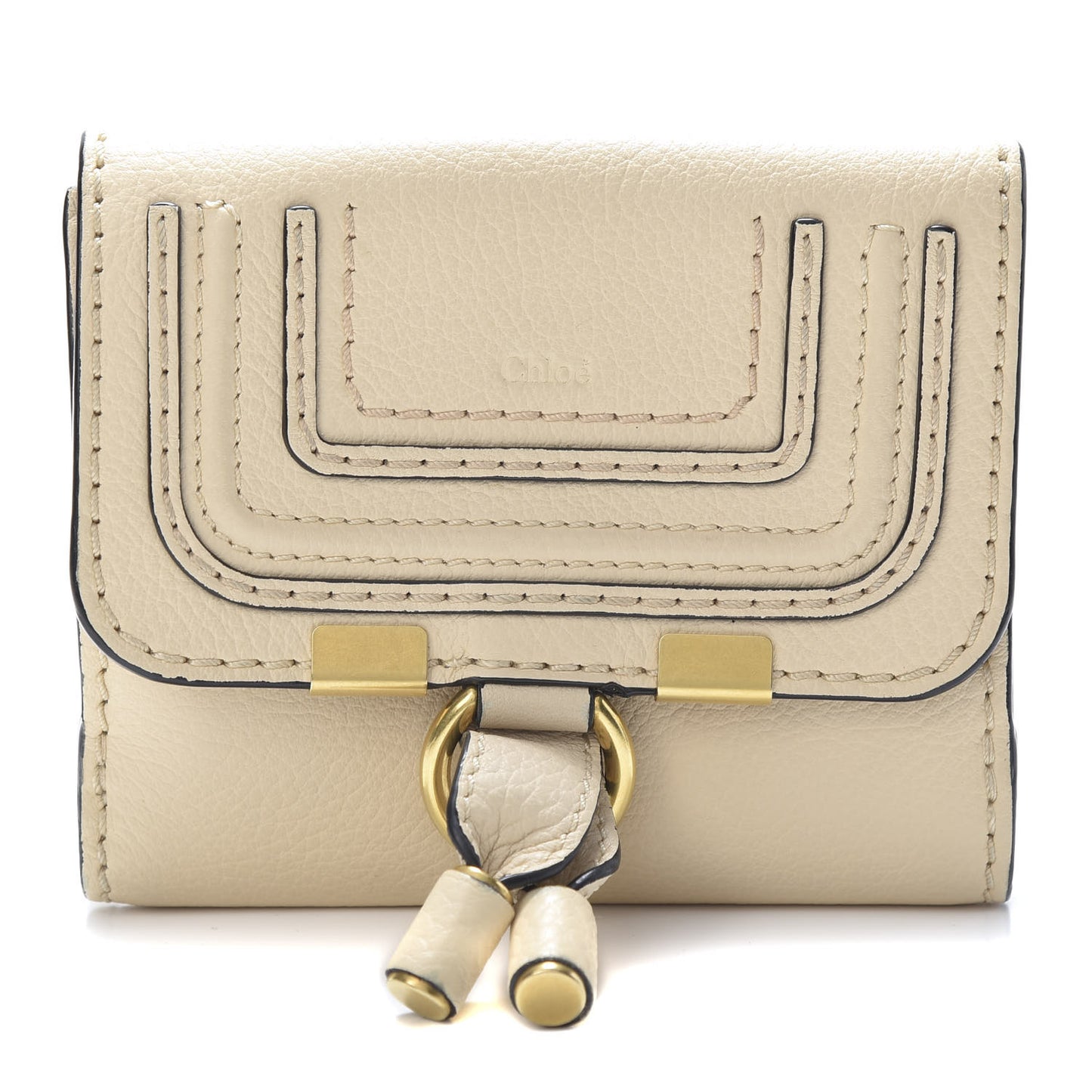 Grained Calfskin Marcie Square Wallet Blondie Beige