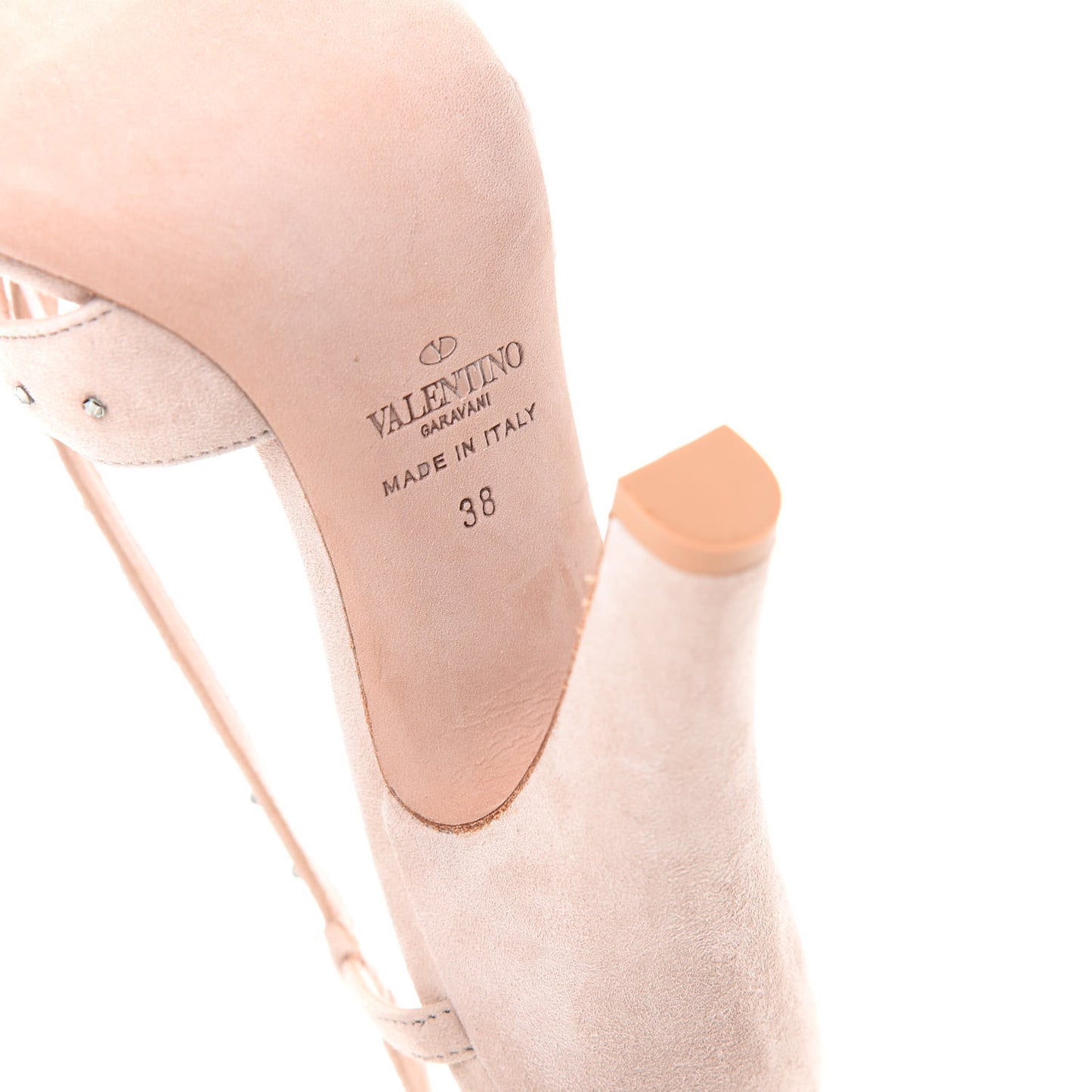 Suede Crystal Embellished Sandals 38 Poudre