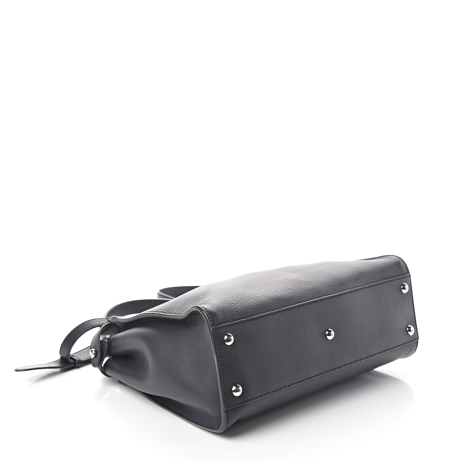 Fendi Vitello Seta Shiny Nappa Medium Peekaboo Iconic Satchel Blue Notte Ardesia 4 of 10
