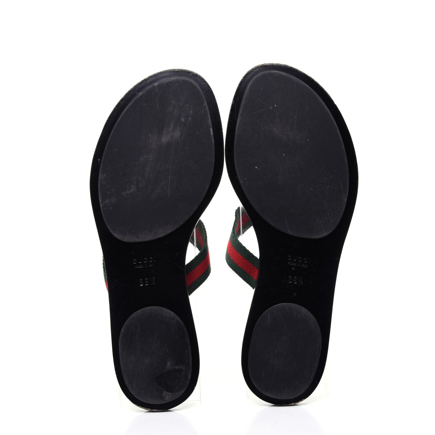 Gucci Nylon Guccissima Web Womens Thong Sandals 38.5 Green Red Black 8 of 15