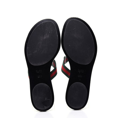 Gucci Nylon Guccissima Web Womens Thong Sandals 38.5 Green Red Black 8 of 15
