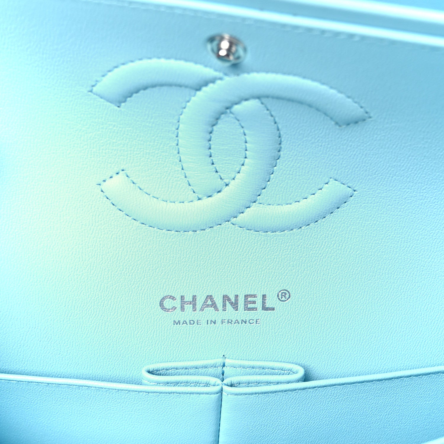 Chanel Lambskin Quilted Medium Double Flap Light Blue 6 of 12