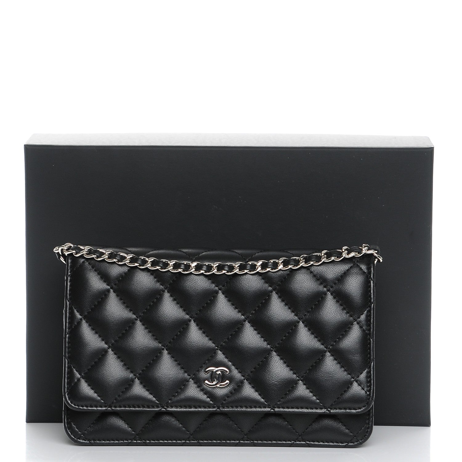 Chanel Lambskin Quilted Wallet On Chain WOC Black 9 of 9