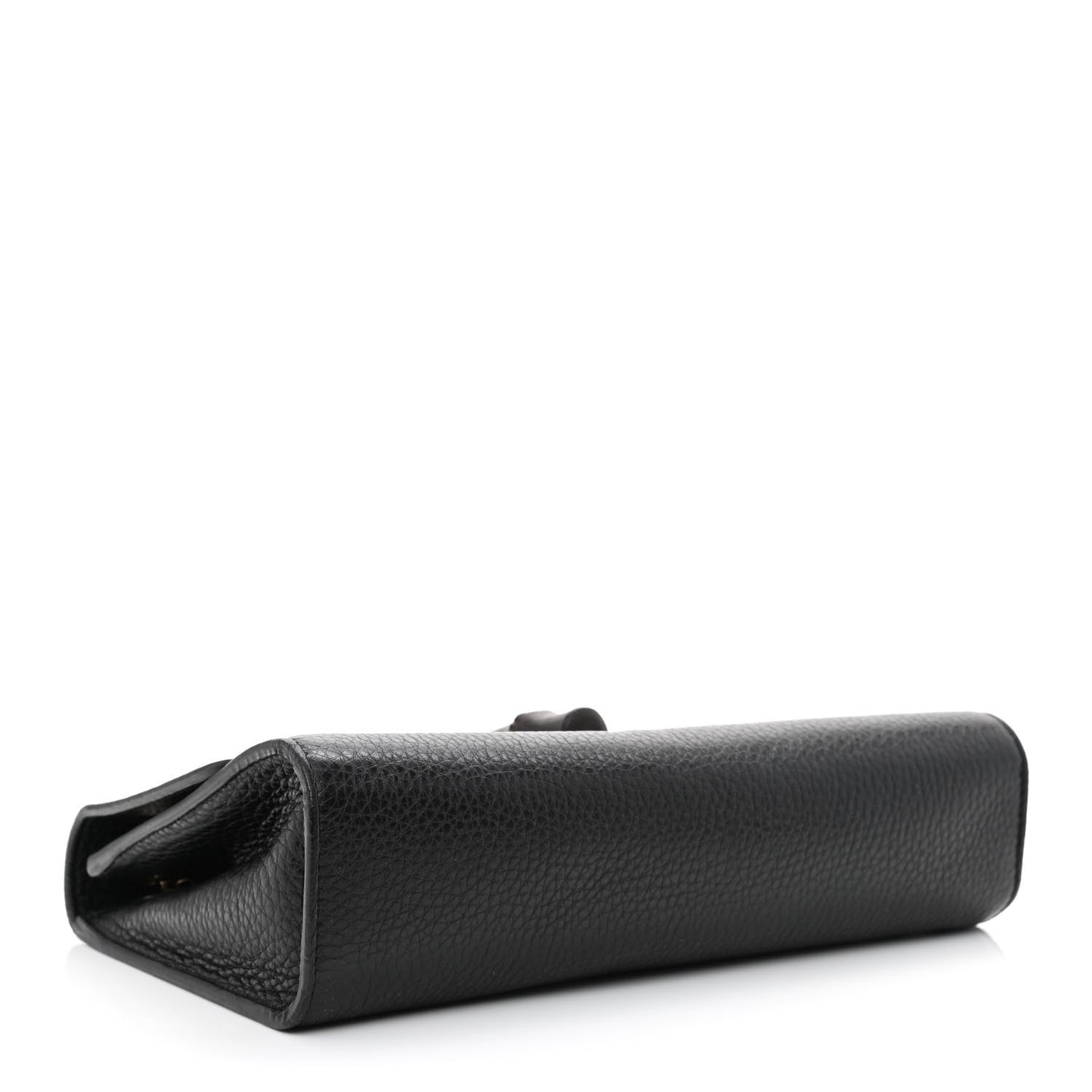Pebbled Calfskin Medium Miss Bamboo Shoulder Bag Black