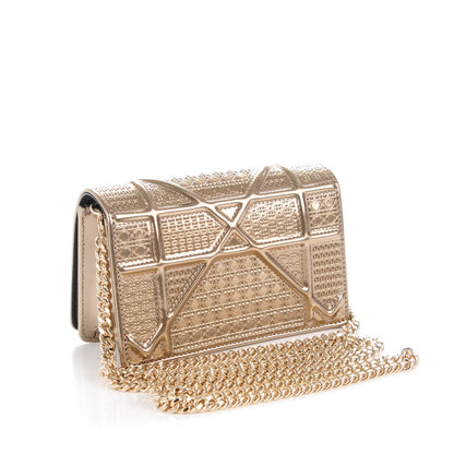 Christian Dior Metallic Patent Micro-Cannage Baby Diorama Flap Bag Gold 3 of 6