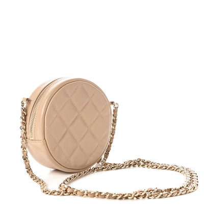 Chanel Caviar Quilted Round Clutch With Chain Beige 3 of 12