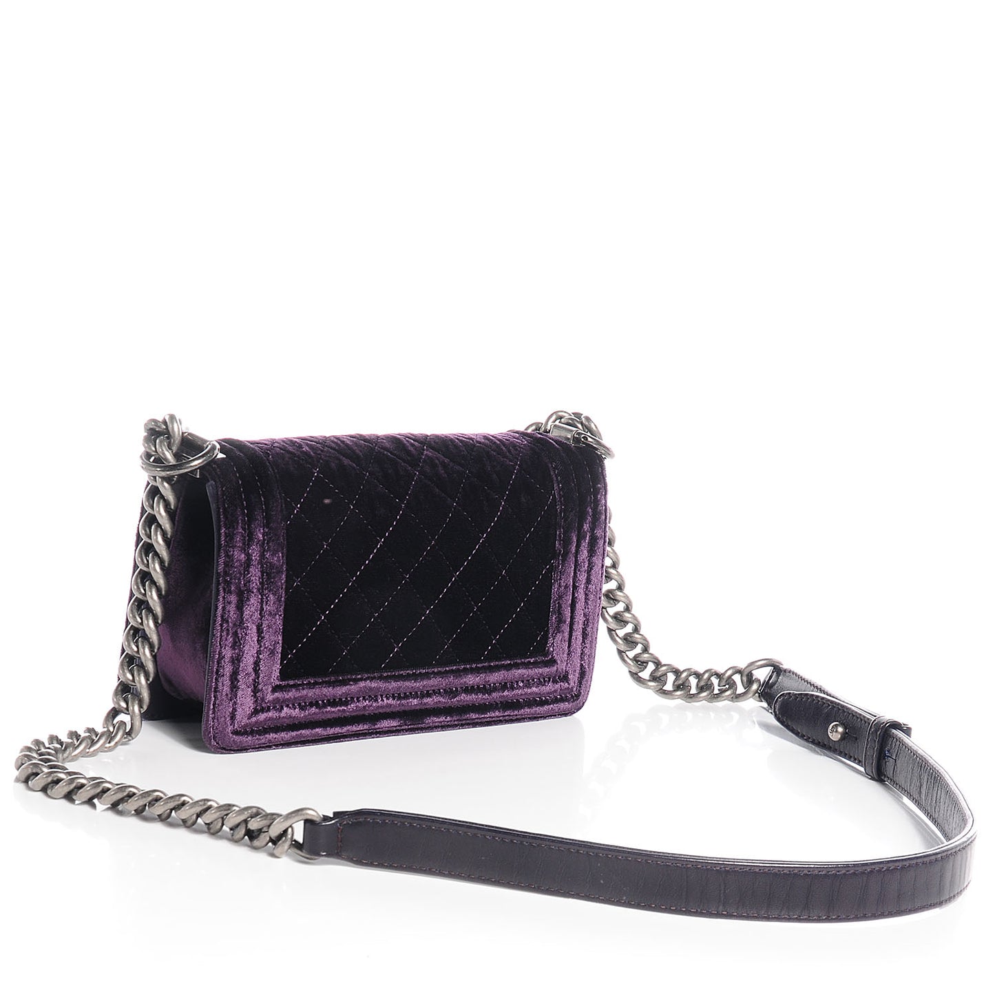 Velvet Quilted Small Boy Flap Purple