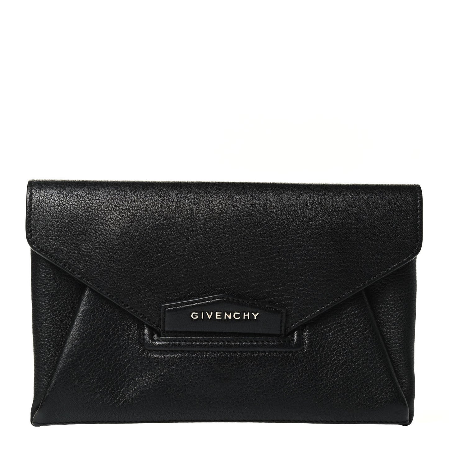 Sugar Goatskin Medium Antigona Envelope Clutch Black