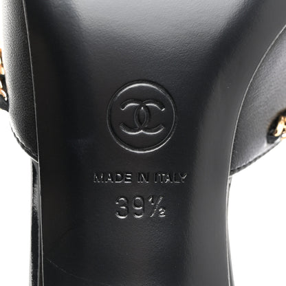 Chanel Lambskin Patent Cap Toe Chain Mule 39.5 Black 8 of 9
